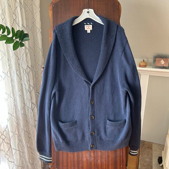 Brooks Brothers Red Fleece Men's Shawl Solid Cardigan XXL blue knit - Picture 1 of 7